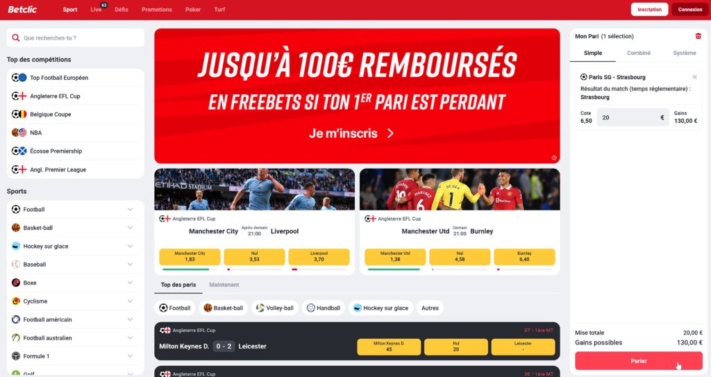 Paris Sportifs Betclic サイトのプレゼンテーション: 最高の Betclic ブックメーカーでサッカーに賭ける方法。 com .fr .es .ru .de .it